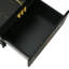 Table basse noire avec tiroirs pratiques et roulettes