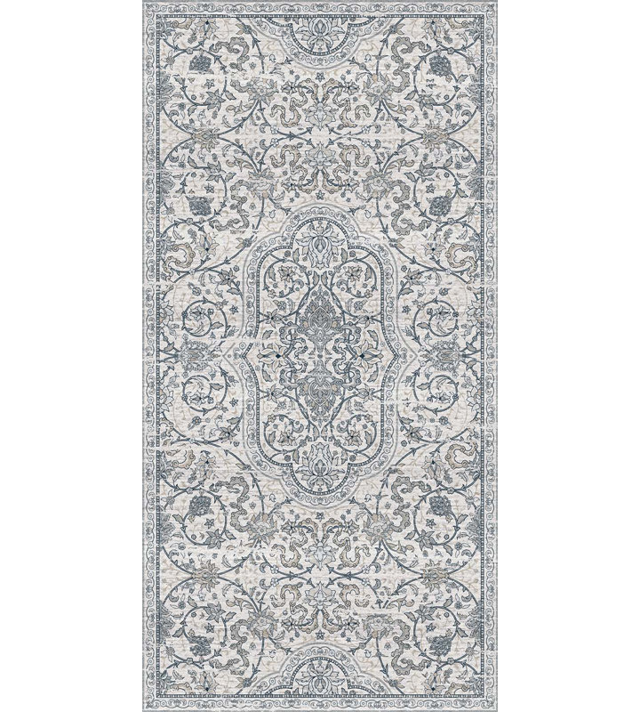Hamsa White Cushioned Kitchen Mat, Rectangle 2' x 8'