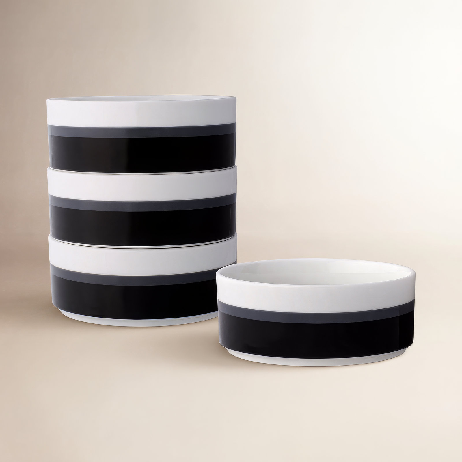 Noritake Colorstax Stripe Cereal Bowls, 6", 20 OZ., Black