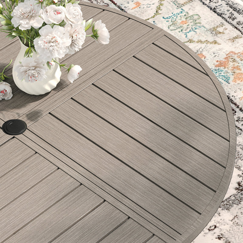Table de salle à manger d'extérieur, Bois gris / noir, H 28,3 po x L 50 po x l 50 po
