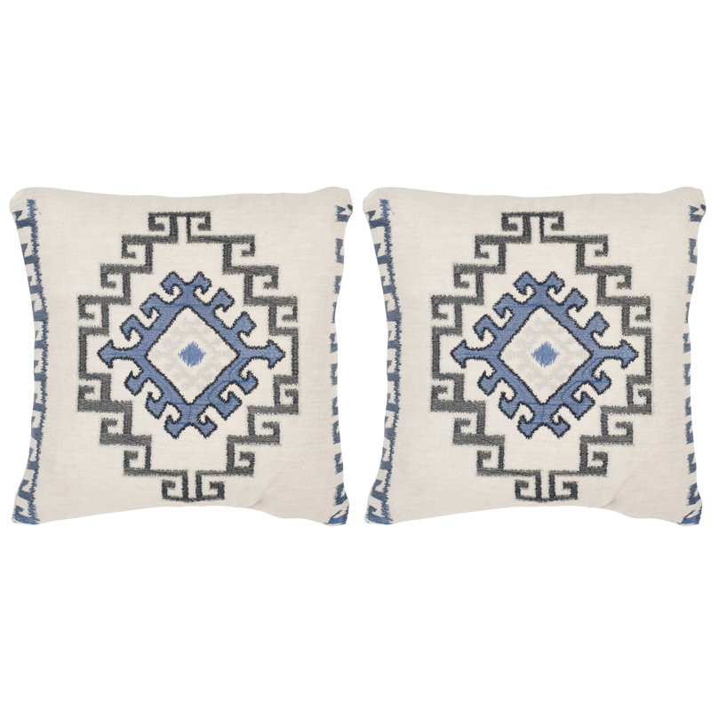 Embroidered Feather Linen Throw Pillow