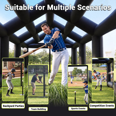 22 FT. Inflatable Baseball Batting Training Cage with Air Blower and Anchoring Accessories