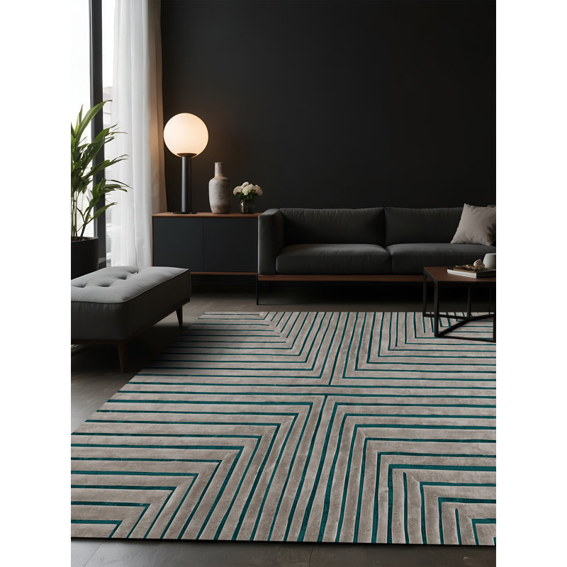 Tapis gris soyeux et moelleux, Carré 8 pi