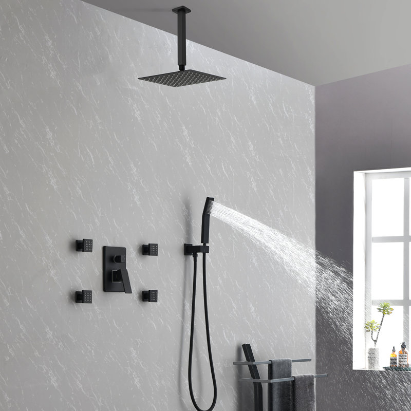 Système de douche Système de douche en acier inoxydable 1 pièce 10 pouces noir mat
