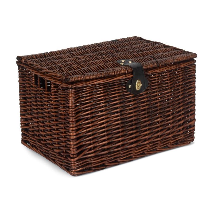 43Cm Chocolate Brown Chest Wicker Picnic Basket