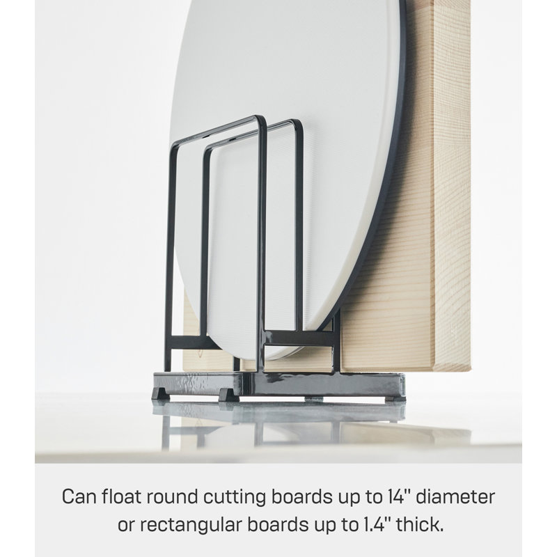 Black Steel Cylinder Crock Cutting Board Stand