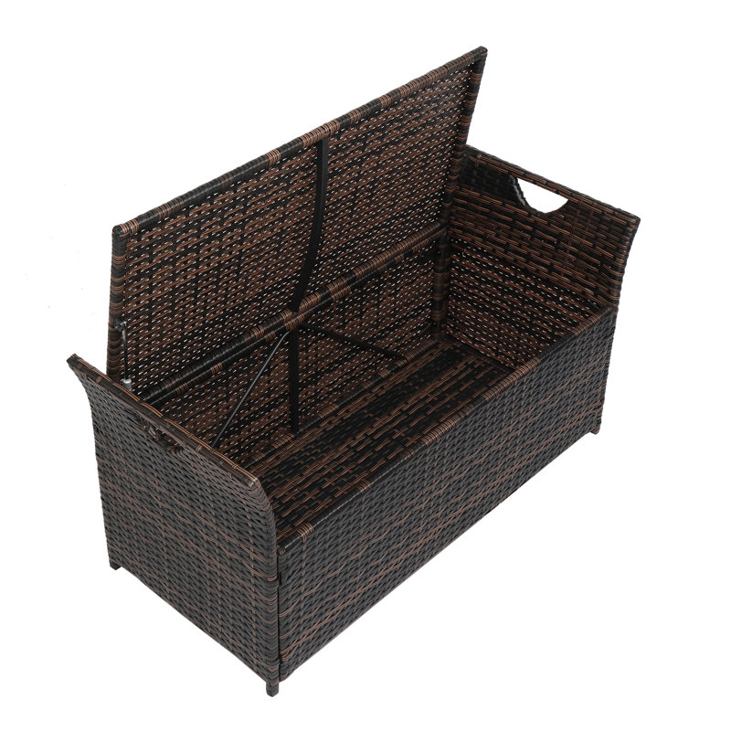 Winado 41.7'' W 33 Gallons Water Resistant Wicker Storage Bench, Brown/Beige