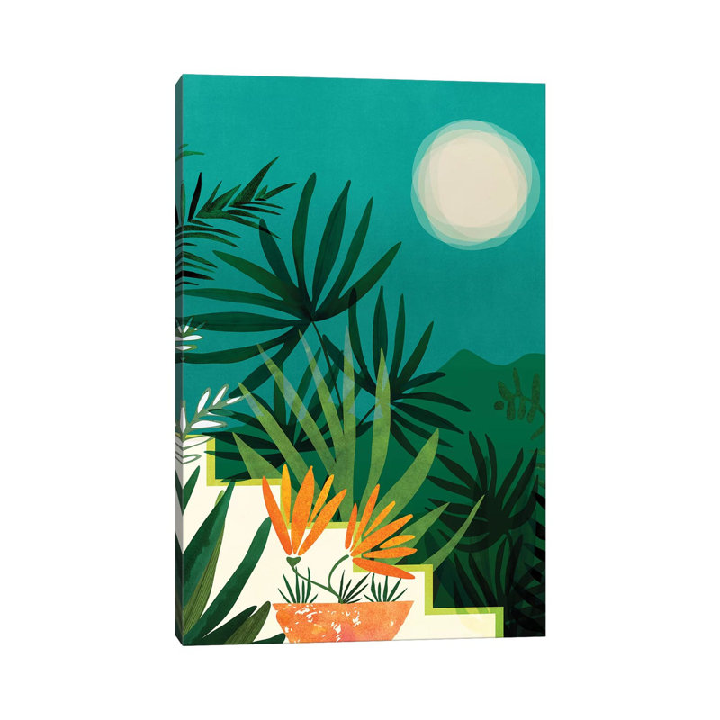 Tropical Moonlight par Modern Tropical - peinture sur toile tendue, H 12 po x l 8 po x P 0,75 po