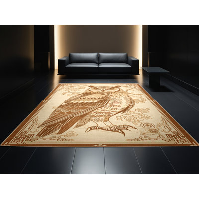 Tapis oriental beige lavable à la machine Ozgur Owl