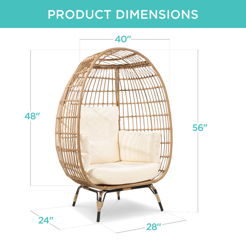 Wicker Outdoor Lounge Chair, Beige, Ivory