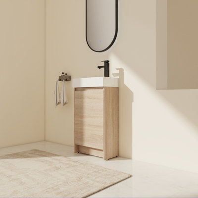 Meuble-lavabo sur pied simple en céramique avec plateau en céramique 18,13 po Jakaylee