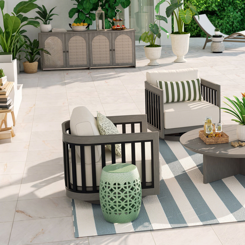 Chaises longues avec coussins Sereno, Noir/gris