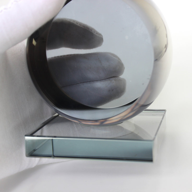 Sculpture de table orbe en cristal ambre moderne H 8,66 po