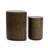 2-Piece Teardrop Drum Wood Side Tables Set in Walnut Finish