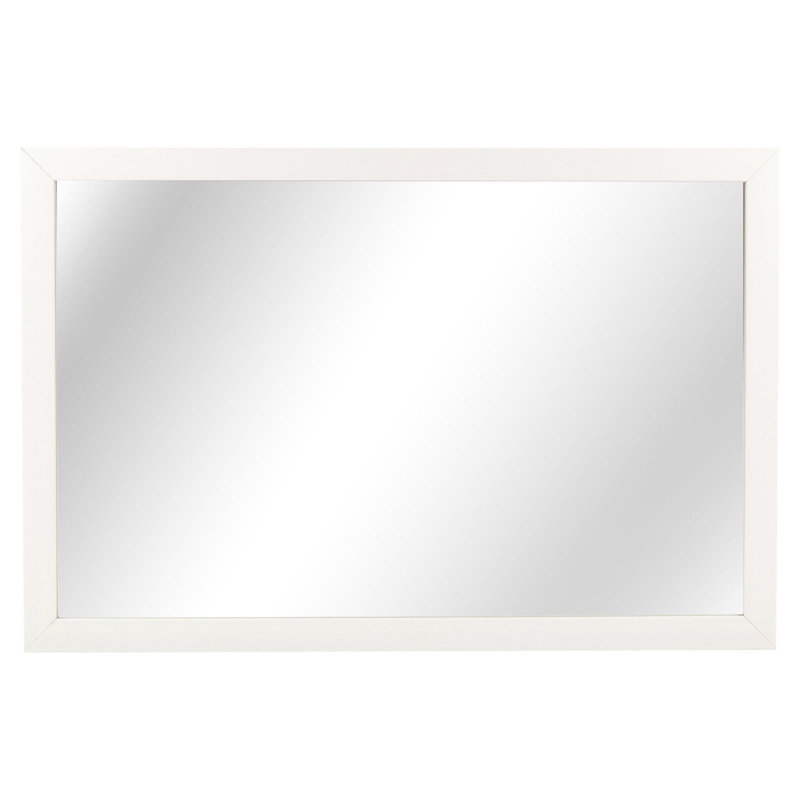 Wood Flat Wall Mirror, White