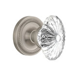 Crystal Fluted Oval Interior Mortise Door Knob with Rope Rosette