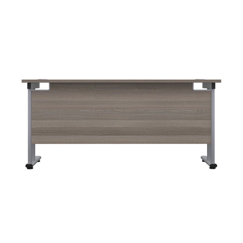 Metal Base Desk Shell, 73cm H x 180cm W x 80cm D, Grey Oak - Silver
