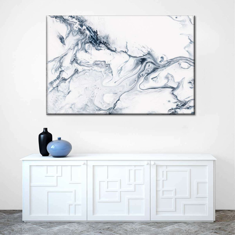 «Gray and White Abstract», reproduction sur toile, L 26 po x H 39 po