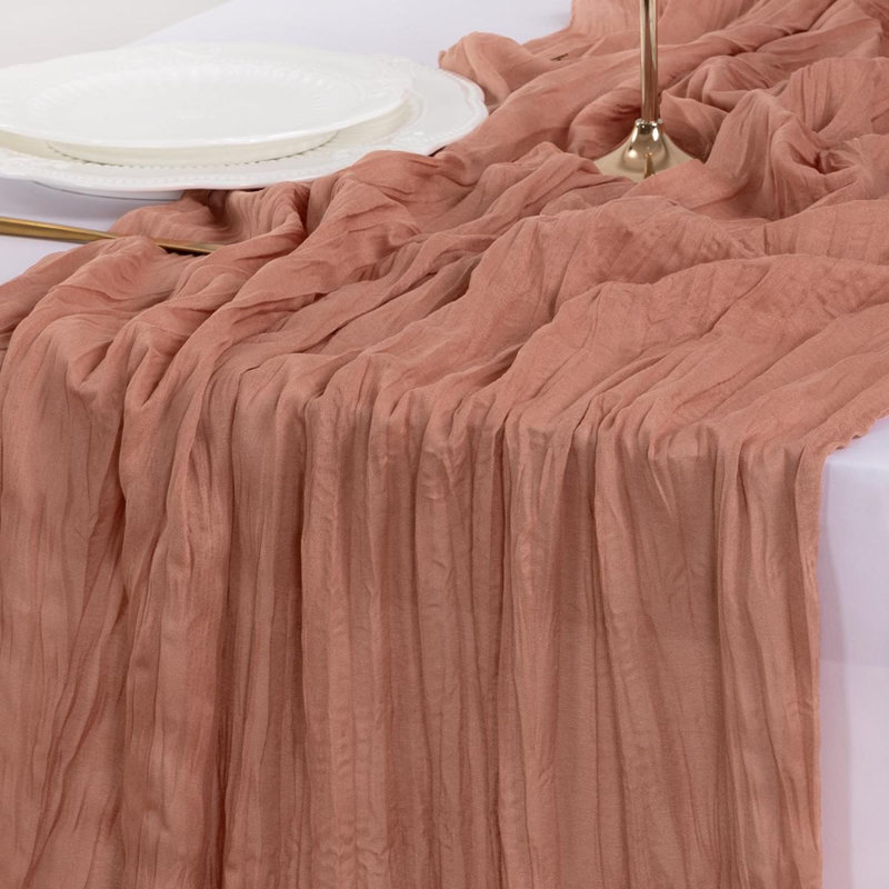 Chemin de table en étamine Cheesecloth, L 35 po x l 122 po, Brun