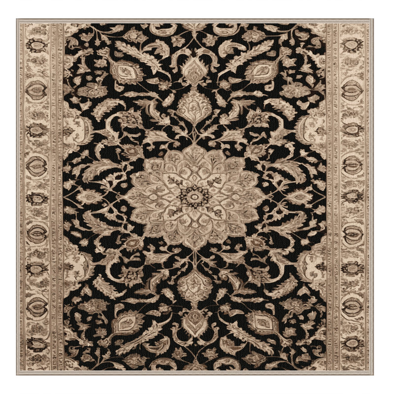 Machine Washable Persian Brown Area Rug, Square 8'