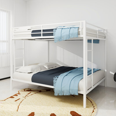 Square Tube Iron Bunk Bed, Twin - Size Upper & Full - Size Lower Bed