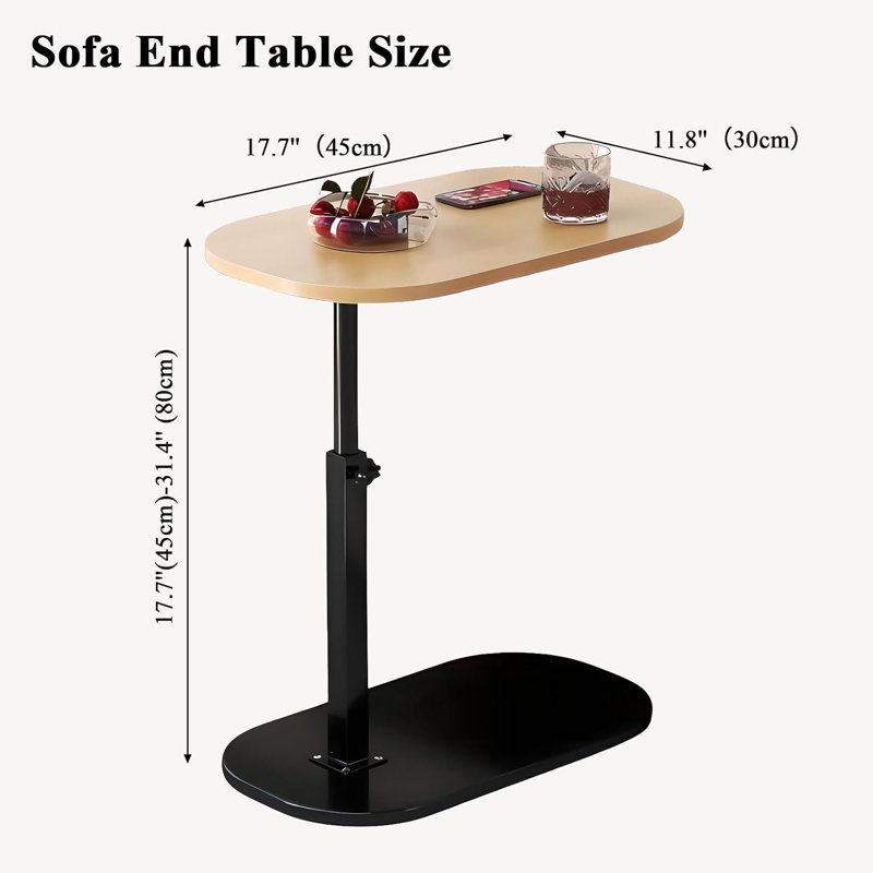 C Shaped End Table For Couch, C Table End Table With Adjustable Height, 360° Swivel Laptop Desk