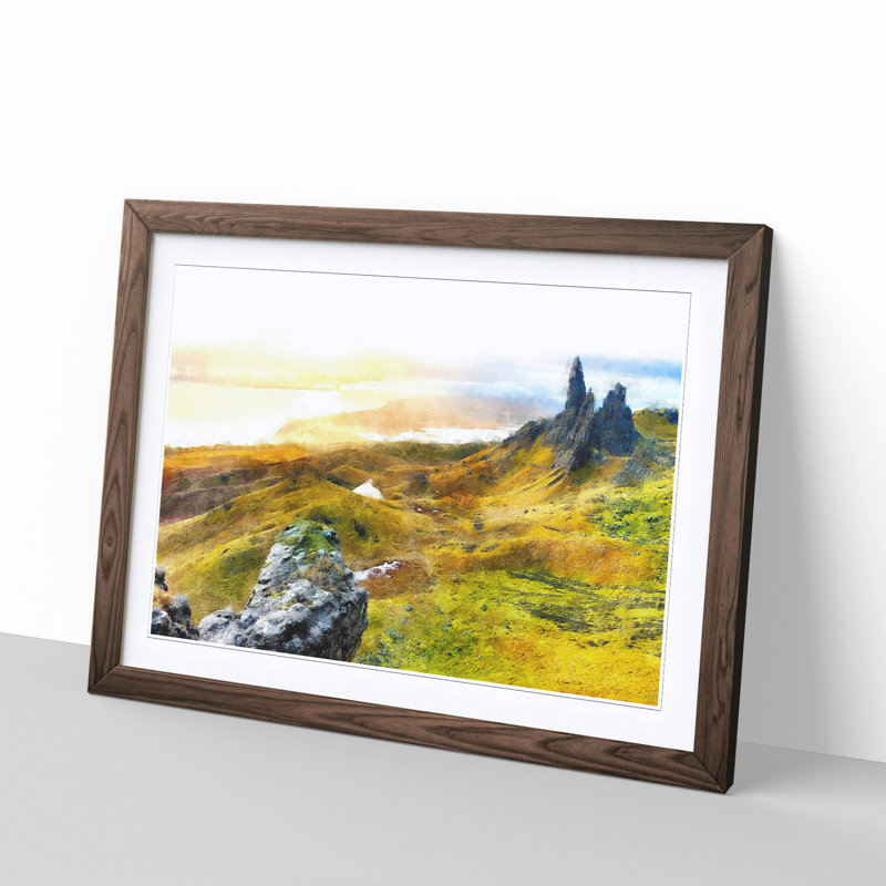 Old Man of Storr in the Isle of Skye - Picture Frame Graphic Art Print, Walnut Framed, 24cm H x 33cm W x 2cm D