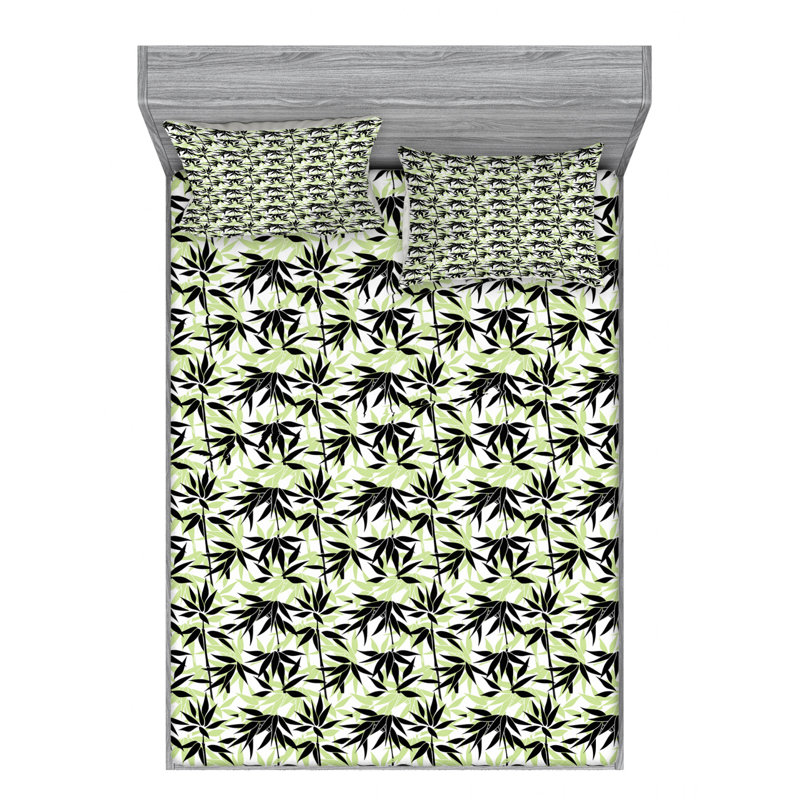 Ensemble de draps floral asiatique, Ensemble de draps pour lit double avec un drap-hou
