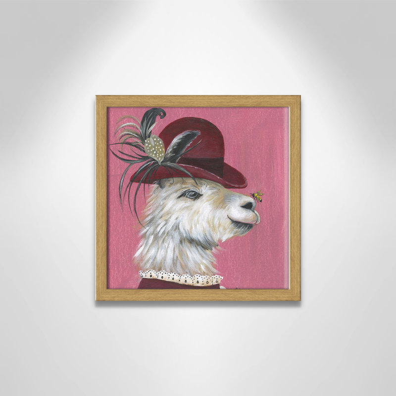Art sur toile llama, H 13 po x l 13 po x P 1,18 po, Cadre en chêne
