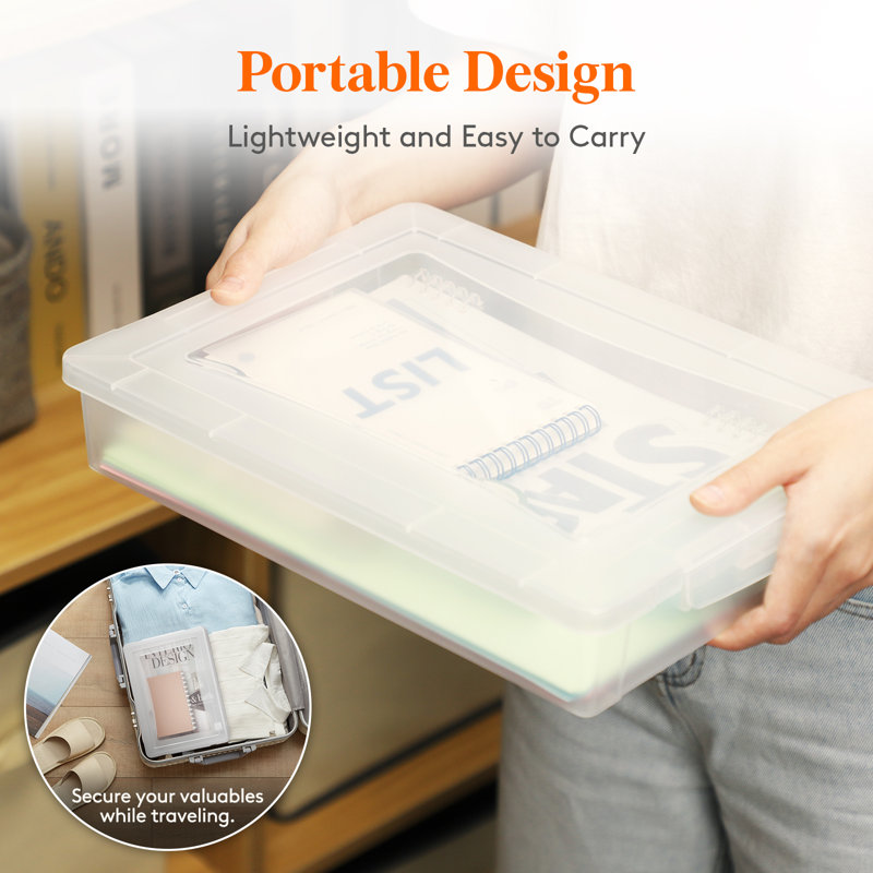 6 Pack Plastic Multi-Purpose Storage Box With Latching Lids, Clear A4 Paper Storage, Classroom Organization, Storage Containers For Board Game, Craft, Document, Magazine, Art Supplies