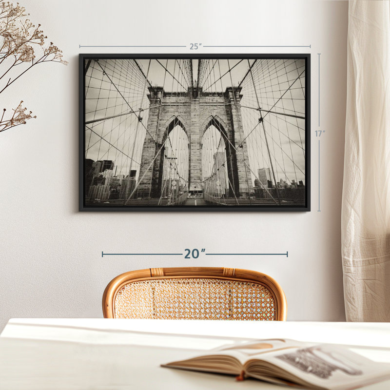 " Monochrome Brooklyn Bridge Wall Art ", 17" H x 25" W