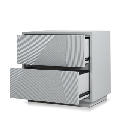 Chien Night Stand With 2 Drawers In Light Gray Finish