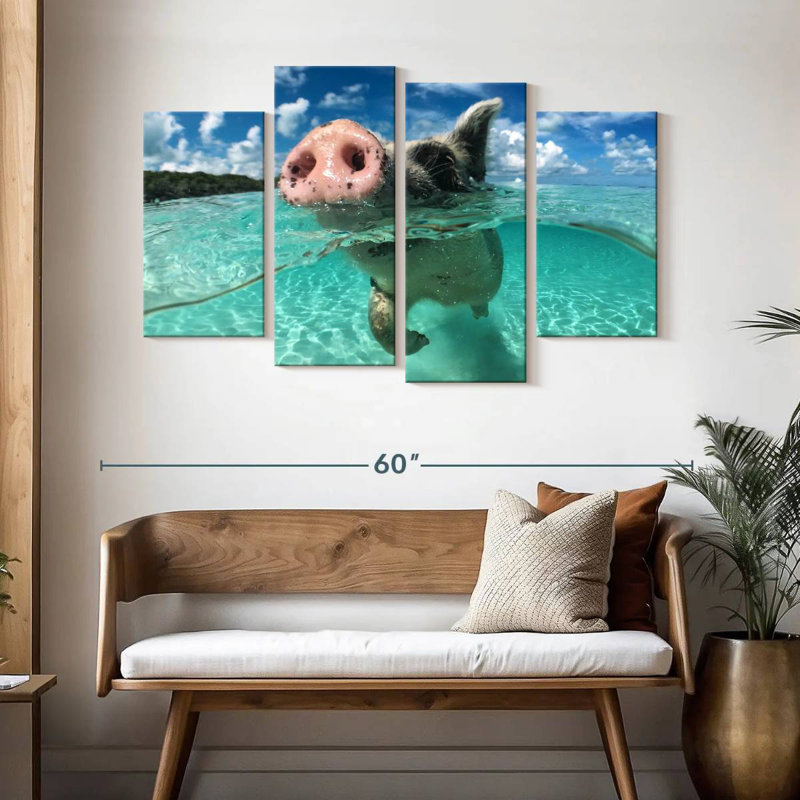 Swimming Pig, 32" H x 52" W