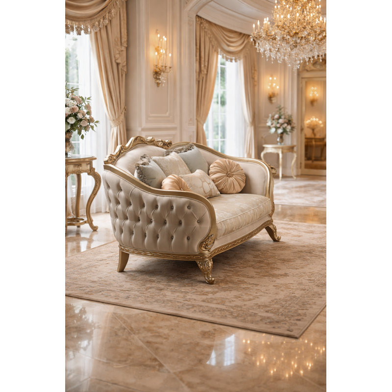 Infinity Champagne Upholstered Luxury Loveseat