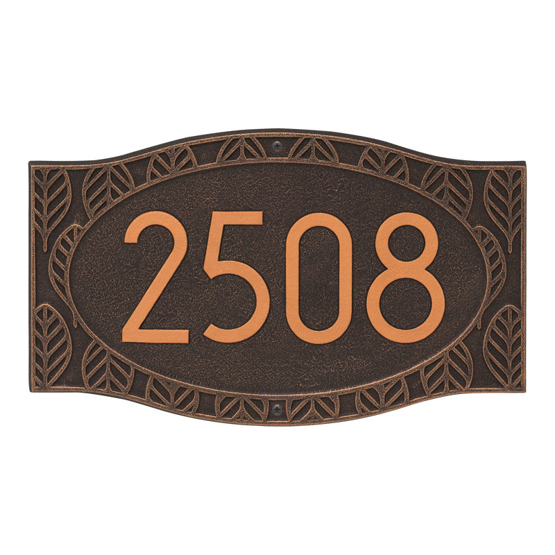 Frond Neohaus 1-Line Personalized Wall Address Plaque, Oil-Rubbed Bronze/Copper, Yes