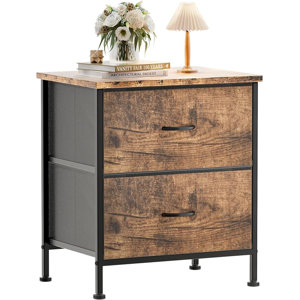 Nightstand, Small Dresser for Bedroom End Table with 2 Drawer Nightstand in Brown Bedside Audriana