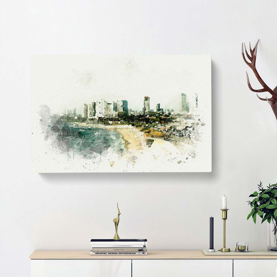 Tel Aviv Israel Skyline In Abstract - Wrapped Canvas