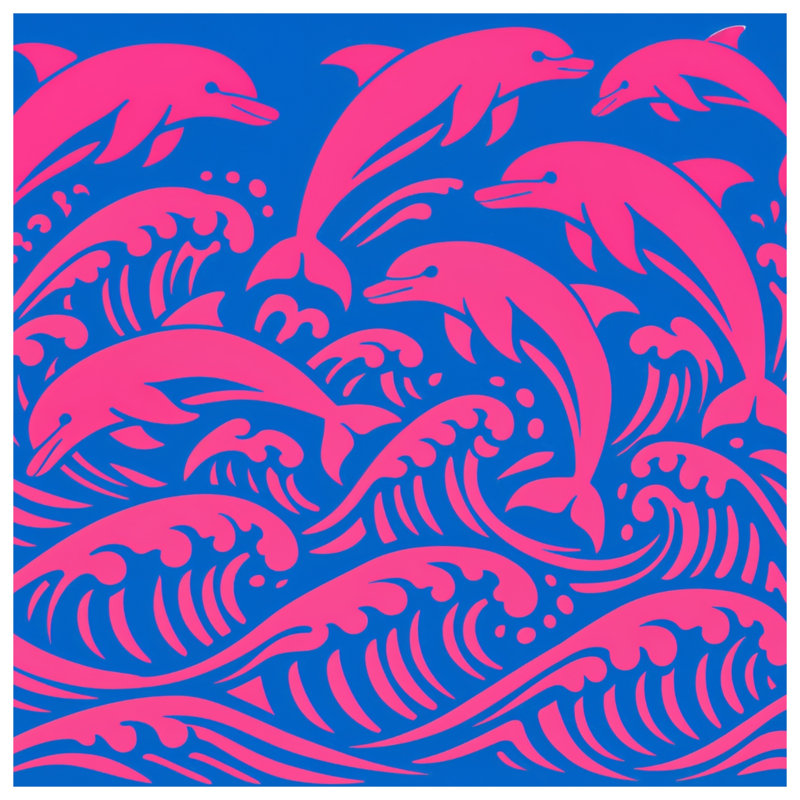 Couvre-lit matelassé rose Pink Dolphins Waves, Lit simple