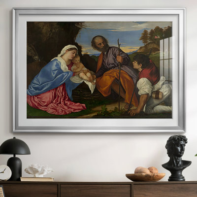 The Holy Family with a Shepherd-Titian-Framed Print with Mat and glass-c. 1510