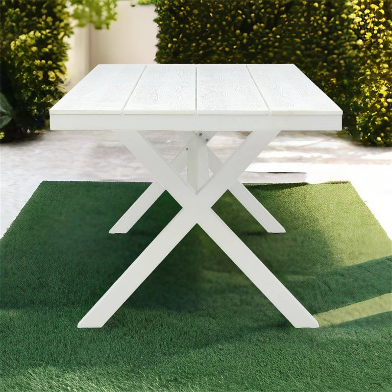 Table de salle à manger d'extérieur rectangulaire, Blanc