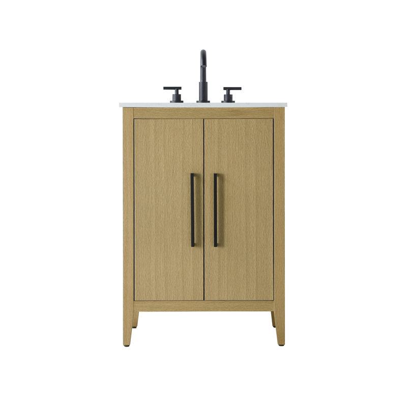 24 Inch Single Bathroom Vanity, Honey Brown