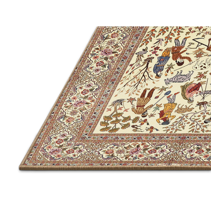 Tapis en laine gris / beige, Rectangle 5 pi x 7 pi