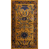 Rectangle Wool 1920s Antique Yellow / Gold Chinese Art Deco Rug