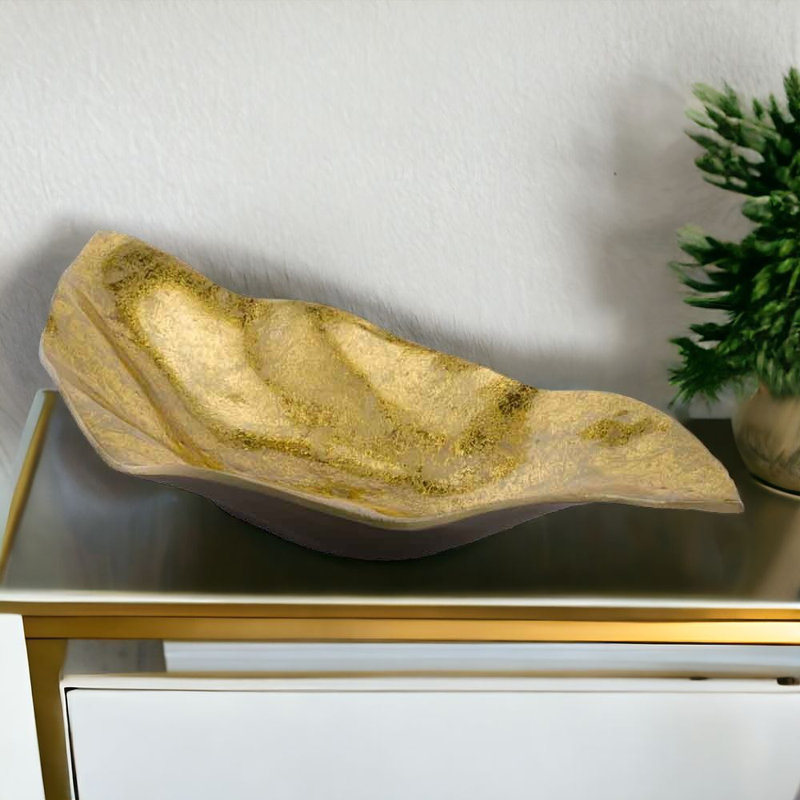 Demers 18" Gold Modern Wavy Aluminum Centerpiece Bowl