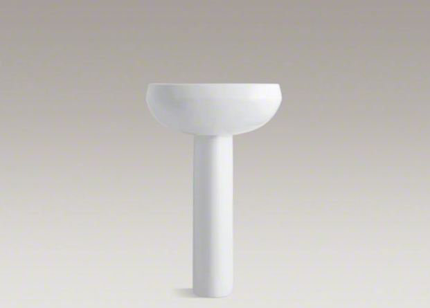 Wellworth Ceramic Pedestal Bathroom Sink with Overflow, 4" Centers, Timberline