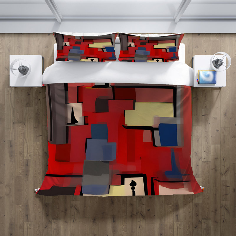 Polyester Abstract Duvet Cover, King Duvet Cover + 2 King Shams