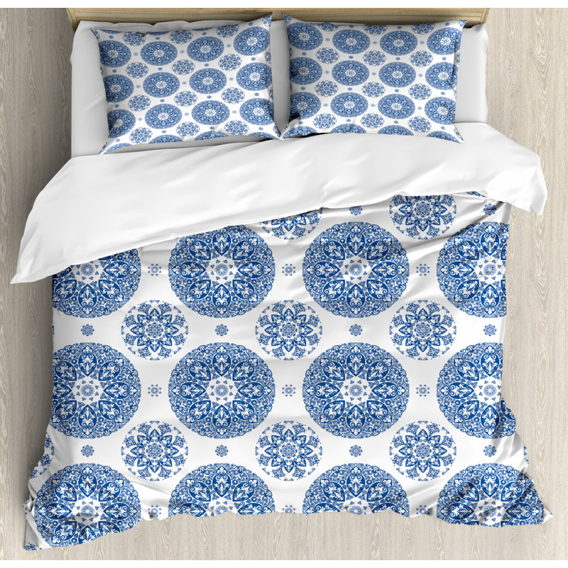 Traditional Polyester Floral Duvet Cover, Queen Duvet Cover + 2 Pillow Sham