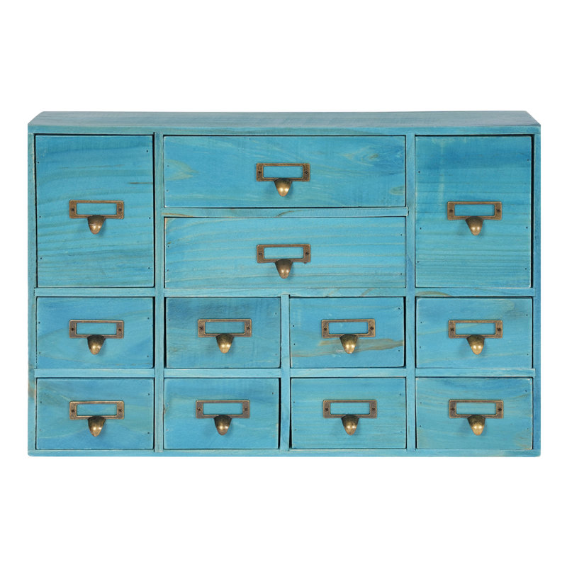 Wood Stackable Desk Organizer with 12 Drawers, Blue