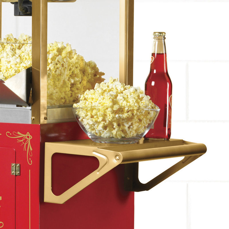 Vintage Red and Gold Hot Oil Popcorn Machine with Cart