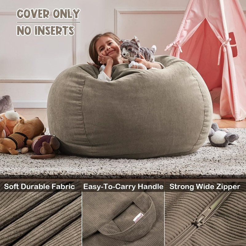 Housse de pouf brun clair, housse de meuble douce et confortable pour la décoration du salon.